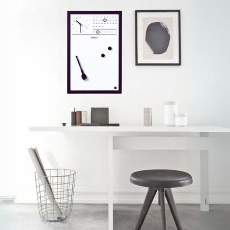 Pizarra Magnética Reloj 45x30 Marco Negro-1