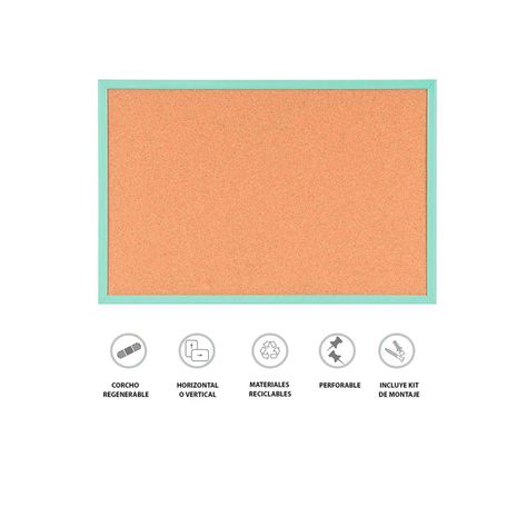Pizarra Corcho 60x40cm MDF Pastel Verde-1