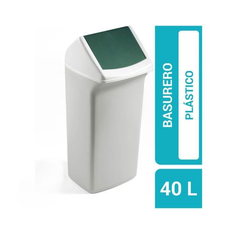 Basurero Durabin 40 Tapa Abatible Verde-0