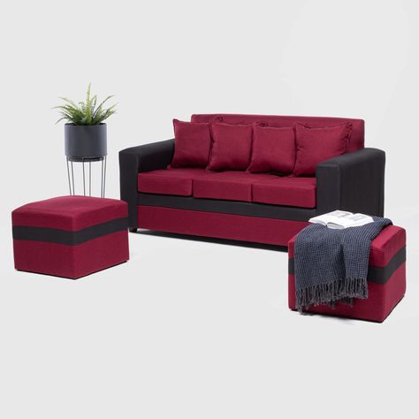 SOFA PARIS 2 POUF NEGRO ROJO-0