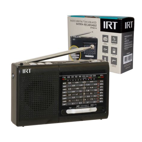 RADIO IRT 9 BANDAS RECARGABLE  AM/FM/SW/USB/MSD I005RP9B01N-0
