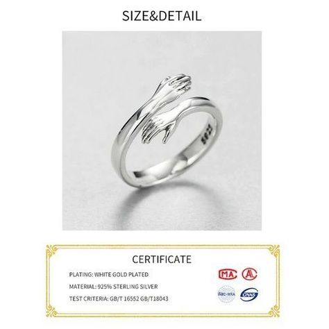 Anillo Abrazo Plata real Sterlina 925 abrazo amor joyeria fina retro anillo de moda-1