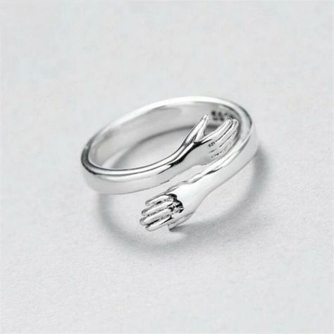 Anillo Abrazo Plata real Sterlina 925 abrazo amor joyeria fina retro anillo de moda-4