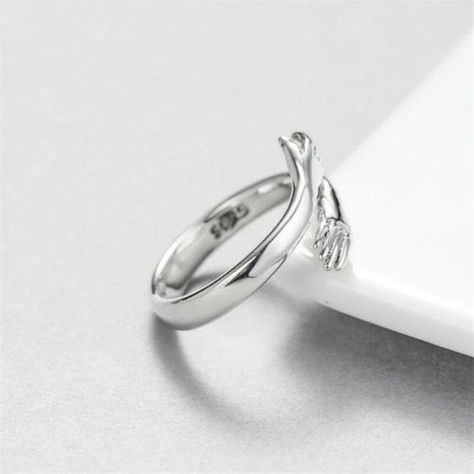 Anillo Abrazo Plata real Sterlina 925 abrazo amor joyeria fina retro anillo de moda-5