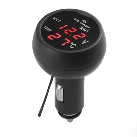 Cargador De Celular Auto Termometro Voltímetro Carga Rapida-0