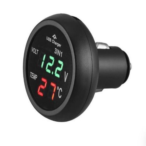Cargador De Celular Auto Termometro Voltímetro Carga Rapida-1