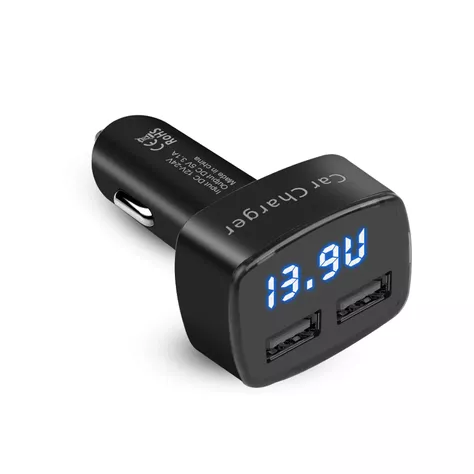 Cargador De Celular Auto 3.1A Voltimetro Termometro-0