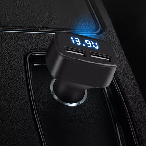 Cargador De Celular Auto 3.1A Voltimetro Termometro-5