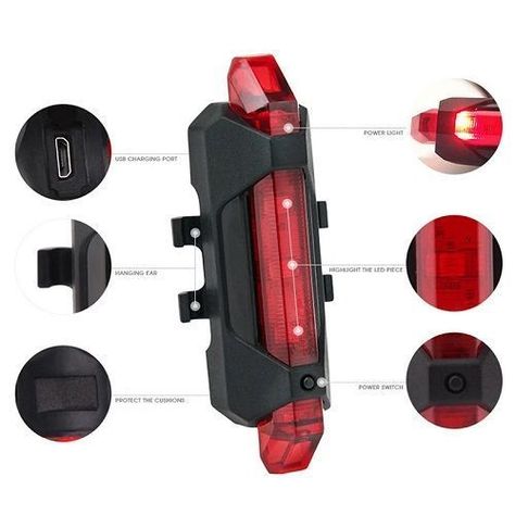 Luz Linterna Led Bicicleta Luz Trasera Lateral Frontal Roja-1