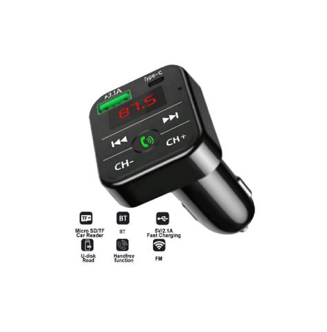 Adaptador Transmisor Bluetooth FM Radio Cargador TIPO C-1