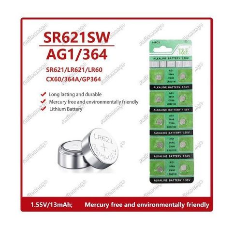 Pilas para reloj u otros usos Boton AG1 364A 1,5V CX60 LR621W-2