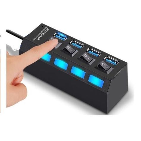 Multipuerto HUB 4 USB Extension 4 Puertos Extensor Botones -0