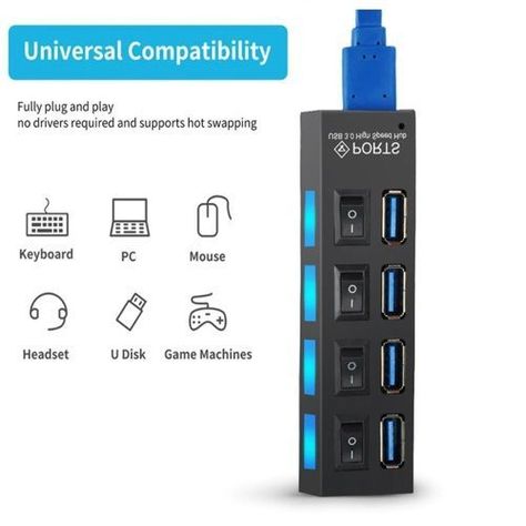 Multipuerto HUB 4 USB Extension 4 Puertos Extensor Botones -3
