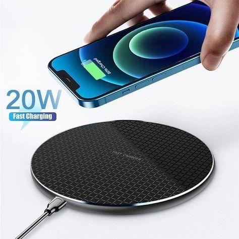 Cargador De Celular Inalambrico 2A 20W Smartphone Android para Iphone pared casa redondo (negro)-1