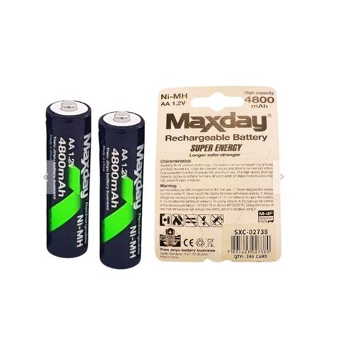Pilas Baterias Recargables de Litio Niquel AA 2 Unidades MaxDay 4000mAh 2 Unidades-2