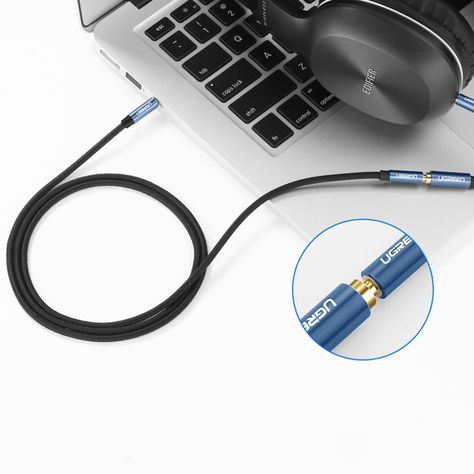 Cable de Extensión Plug a Jack 3.5mm 4 Polos M/H Trenzado 2 Metros Negro-1