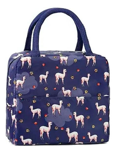 Lonchera Bolsa Termica Portatil Colación Almuerzo Azul Llama-0