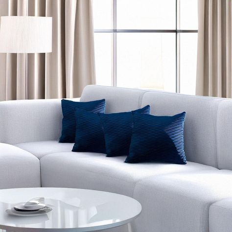 Fundas De Cojin Decorativa 45x45 moderna Azul PACK 4 U-0