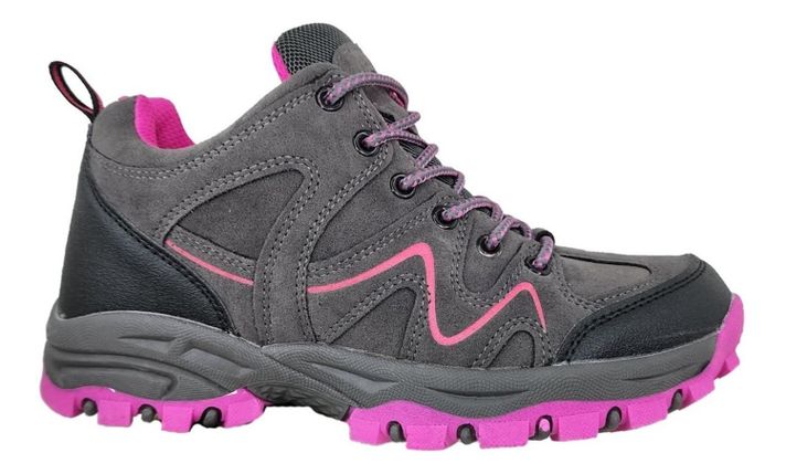 Zapatillas Caña Media Mujer Outdoor Gris Y Rosa - 3134-1