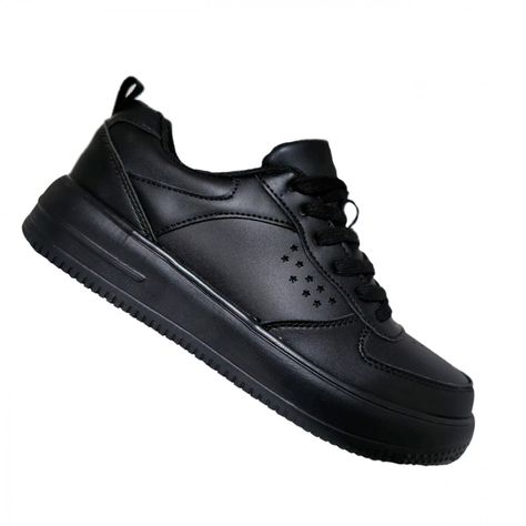 Zapatilla De Cuero Juvenil Temporada Escolar Negro 7503-0