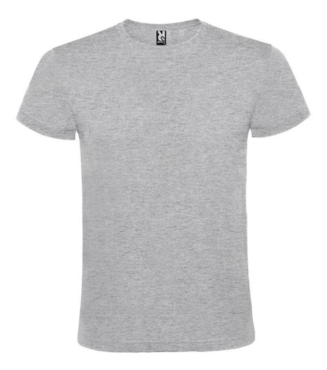 Polera De Algodón Gris Detalle Manga Corta Para Estampar-0