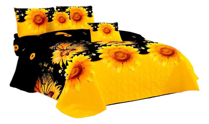Cubre Cama King Quilt 2.5 Plazas Estampado Girasol 650-0