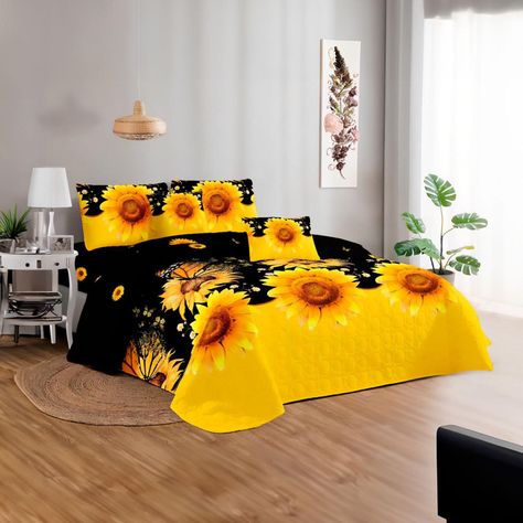 Cubre Cama King Quilt 2.5 Plazas Estampado Girasol 650-1