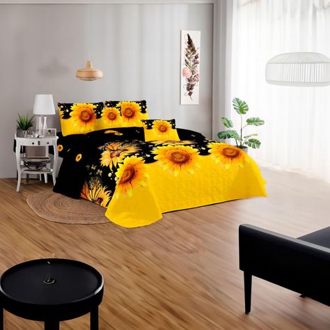 Cubre Cama King Quilt 2.5 Plazas Estampado Girasol 650-2