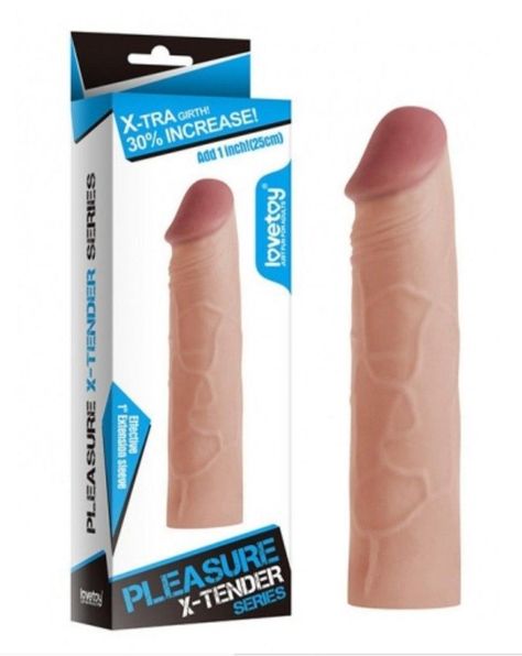 Funda para pene X-Tender celeste +2.5 cm piel mulata-0
