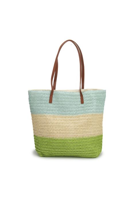 Cartera de rafia tricolor -0