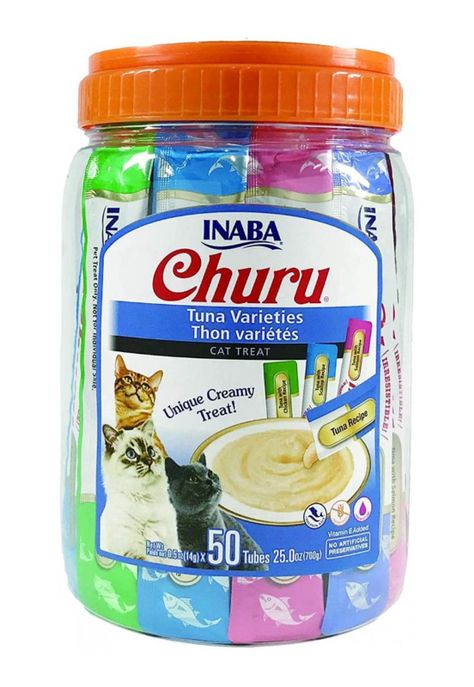 Churu Snack Para Gatos Pure De Atún 4 sabores 50 Unidades-0