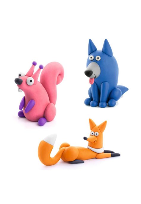 Animales del Bosque: Lobo, Zorro, Ardilla 6 Potes Hey Clay-2