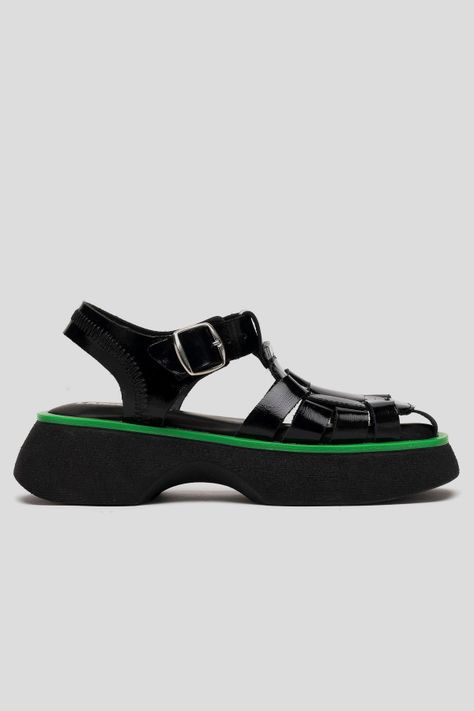Sandalía Cuero Narval Negro/Verde Landazuri-0