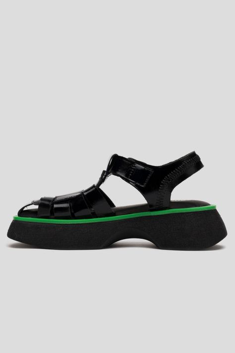 Sandalía Cuero Narval Negro/Verde Landazuri-1