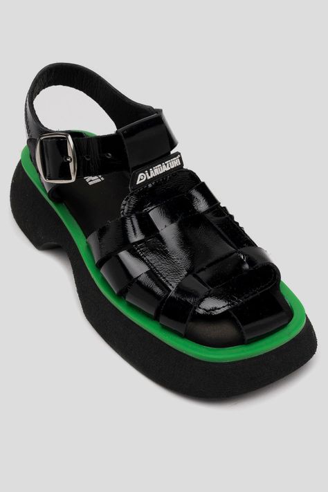 Sandalía Cuero Narval Negro/Verde Landazuri-2