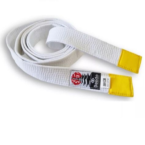 CINTURON DAEDO BLANCO PUNTA AMARILLA 245 CMS.-0