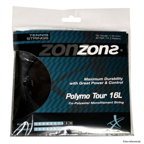 CUERDA DE TENIS ZONS POLYMO TOUR 16L/1.28MM NEGRA 12 MTS.-0