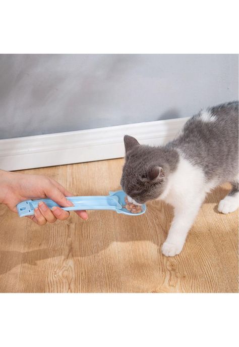 Cuchara Dispensadora de Churu y Alimento Para Gatos Celeste-3