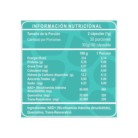 Suplemento Nad+ Nicotinamida Adenina Organico 60 Cap-2