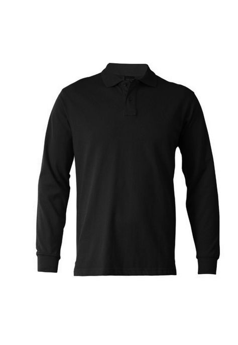 Polera Pique Lisa Manga Larga Color Negro Sangiovanni-0