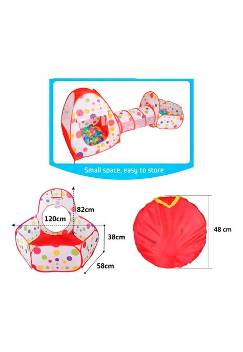 Carpa Tunel Plegable para Niños Rojo-2