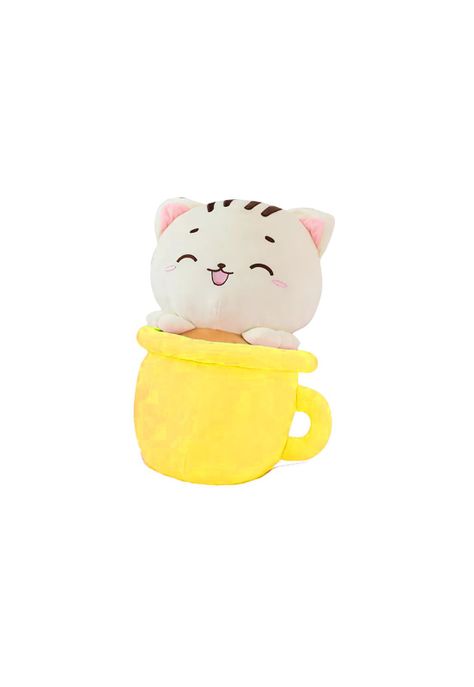 Peluche Gatito Kawaii en Taza Amarillo-0