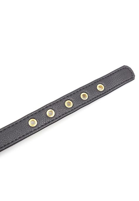 Collar Gargantilla Choker Con Cascabel Eco Cuero Negro-2