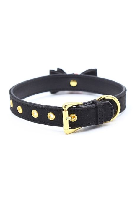 Collar Gargantilla Choker Con Cascabel Eco Cuero Negro-4