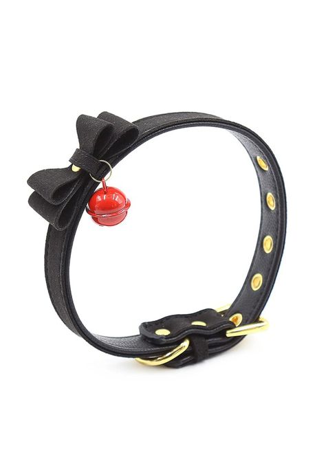 Collar Gargantilla Choker Con Cascabel Eco Cuero Negro-6