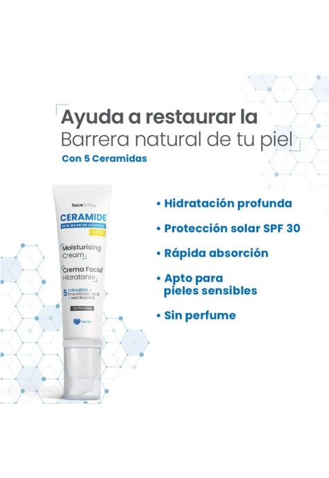 Crema Facial Hidratante SPF30 Piel Normal/Seca 50ml Ceramide-1
