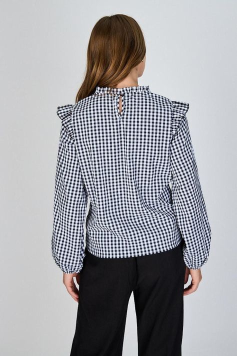 Blusa con Vuelos Berni Gingham Eclipse-1