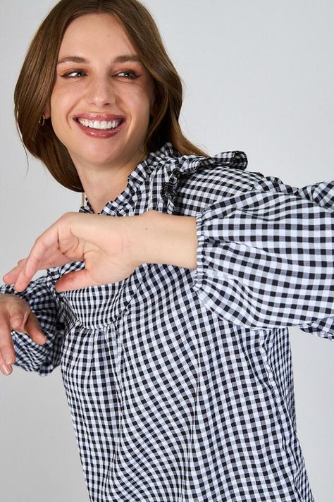 Blusa con Vuelos Berni Gingham Eclipse-2
