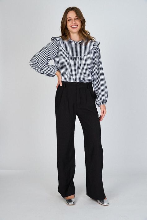 Blusa con Vuelos Berni Gingham Eclipse-3