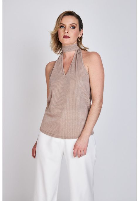 Blusa Amarra al Cuello Caetana Beige ATR by Eclipse-0
